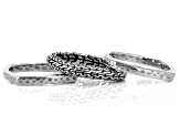 Silver Chainlink & Hammered Stackable Set of 3 Rings