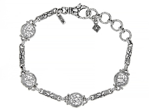 Silver Watermark & Hammered Bracelet - SRA6822 | JTV.com