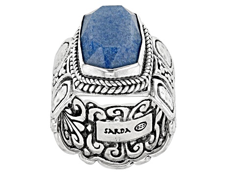 Blue Quartz Sterling Silver Band Ring