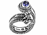 Blue Tanzanite Sterling Silver Bypass Cross Ring .70ct