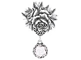White Carved Mother-of-Pearl Silver Rose Pendant