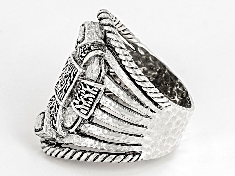 Silver "He's A Chain Breaker II" Statement Ring