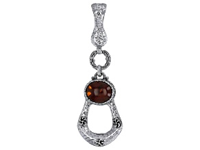 Orange Pressed Amber Silver Frangipani Enhancer Pendant