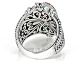Lab Created Salmon Pink Opal Quartz Doublet Silver Ring 4.34ct