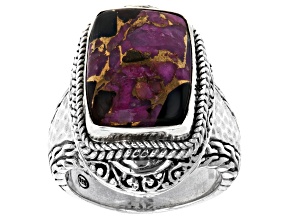 Pink Mohave Calcite Silver Statement Ring