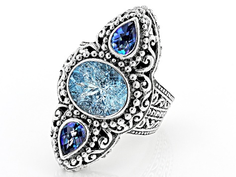 Sky Blue Topaz & Sheer Luck™ Topaz Silver Ring 7.01ctw - SRA6973 | JTV.com
