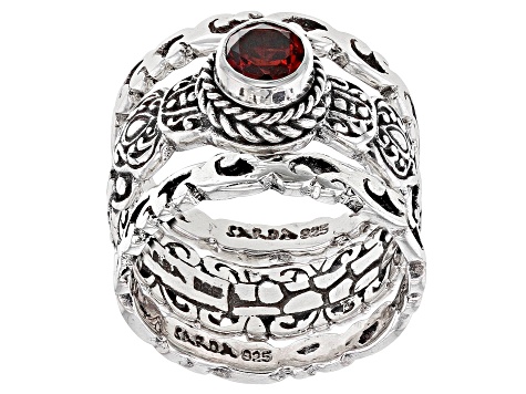 Garnet Sterling Silver Set of 3 Rings 0.51ct