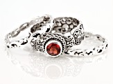 Garnet Sterling Silver Set of 3 Rings 0.51ct