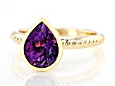 Purple Amethyst 14k Yellow Gold Hidden Heart Artisan Ring 2.49ct