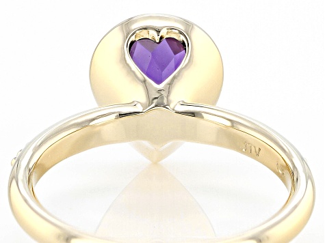 Purple Amethyst 14k Yellow Gold Hidden Heart Artisan Ring 2.49ct