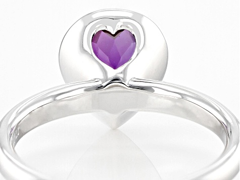 Purple Amethyst Rhodium Over 14k White Gold Hidden Heart Artisan Ring 2.49ct