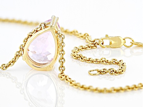 Pink Kunzite 14k Yellow Gold Necklace 8.14ct