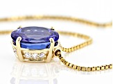 Blue Tanzanite 14k Yellow Gold Pendant With Chain 4.42ctw