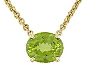 Green Peridot 14k Yellow Gold Hidden Heart Artisan Station Necklace 3.44ct