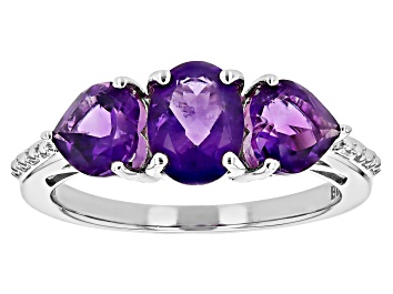 Picture of Purple African Amethyst Rhodium Over Sterling Silver Ring 2.21ctw
