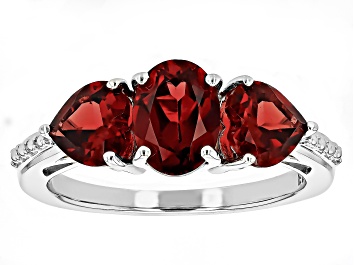Picture of Red Garnet Rhodium Over Sterling Silver Ring 2.77ctw