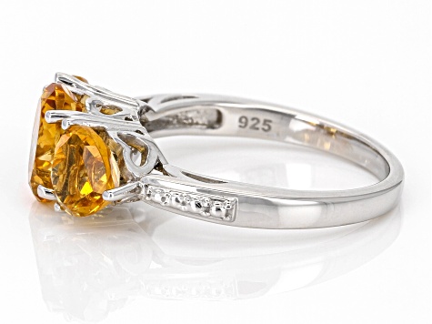 Yellow Citrine Rhodium Over Sterling Silver Ring 2.21ctw