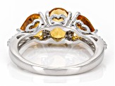 Yellow Citrine Rhodium Over Sterling Silver Ring 2.21ctw