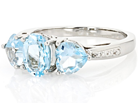 Sky Blue Topaz Rhodium Over Sterling Silver Ring 2.77ctw