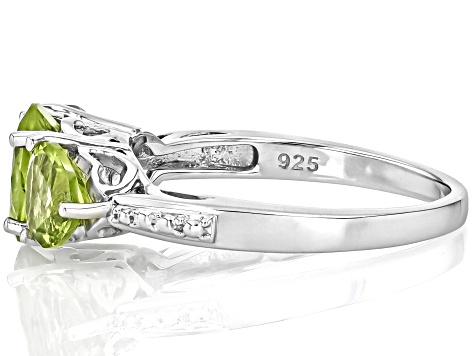 Green Peridot Rhodium Over Sterling Silver Ring 2.54ctw