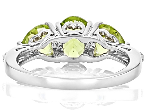 Green Peridot Rhodium Over Sterling Silver Ring 2.54ctw