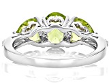 Green Peridot Rhodium Over Sterling Silver Ring 2.54ctw