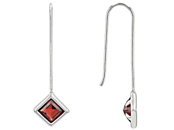 Picture of Red Garnet Rhodium Over Sterling Silver Earrings 2.52ctw