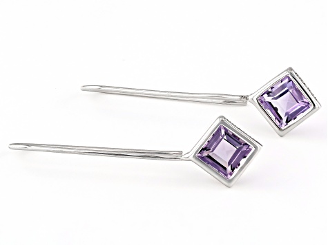 Purple Brazilian Amethyst Rhodium Over Sterling Silver Earrings 1.98ctw
