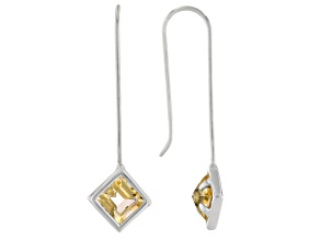 Yellow Citrine Rhodium Over Sterling Silver Earrings 1.98ctw