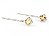 Yellow Citrine Rhodium Over Sterling Silver Earrings 1.98ctw