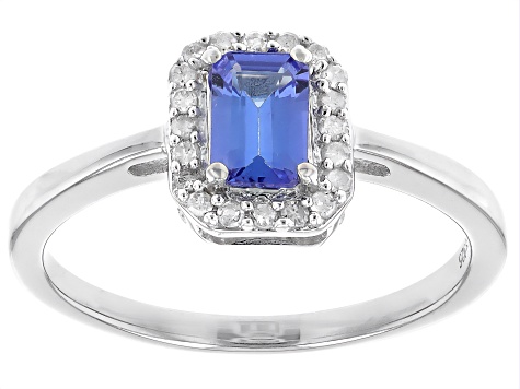 Blue Tanzanite Rhodium Over Sterling Silver Ring 0.64ctw