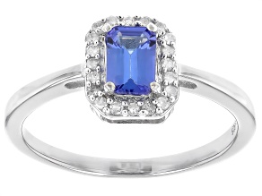 Blue Tanzanite Rhodium Over Sterling Silver Ring 0.64ctw