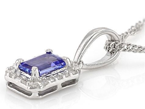 Blue Tanzanite Rhodium Over Sterling Silver Pendant with Chain 0.64ctw