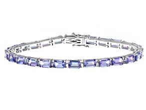 Blue Tanzanite Rhodium Over Sterling Silver Tennis Bracelet 15.65ctw