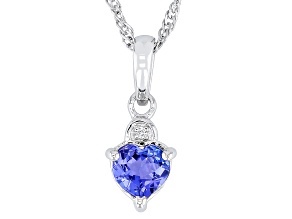 Blue Tanzanite Rhodium Over Sterling Silver Pendant with Chain 0.65ctw