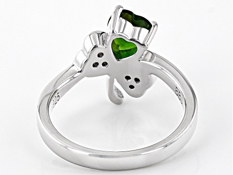 Green Chrome Diopside Rhodium Over Sterling Silver Shamrock Ring 0.89ctw