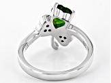 Green Chrome Diopside Rhodium Over Sterling Silver Shamrock Ring 0.89ctw