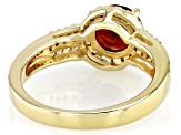 Hessonite Garnet With Champagne Diamond & White Zircon 18k Yellow Gold Over Silver Ring 1.52ctw