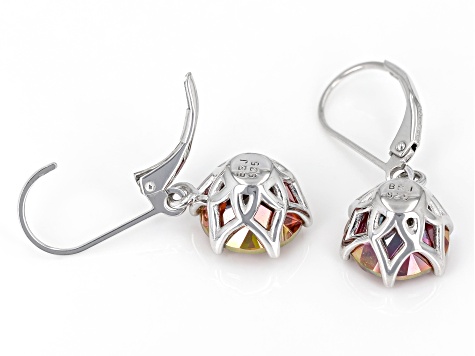 Multi Color Quartz Rhodium Over Silver Dangle Earrings 5.58ctw