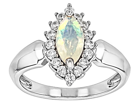 Ethiopian Opal Rhodium Over Sterling Silver Ring 1.06ctw