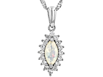 Picture of Ethiopian Opal Rhodium Over Silver Pendant With Chain 0.85ctw