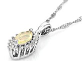 Ethiopian Opal Rhodium Over Silver Pendant With Chain 0.85ctw