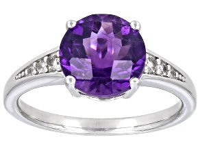 Purple African Amethyst Rhodium Over Sterling Silver Ring 2.19ctw
