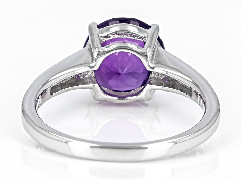 Purple African Amethyst Rhodium Over Sterling Silver Ring 2.19ctw