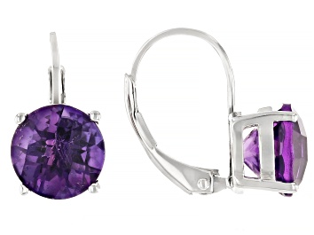 Picture of African Amethyst Rhodium Over Sterling Silver Earrings 3.15ctw