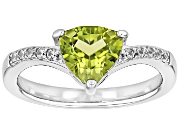 Picture of Green Peridot Rhodium Over Sterling Silver Ring 1.77ctw