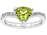 Green Peridot Rhodium Over Sterling Silver Ring 1.77ctw