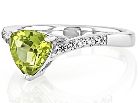 Green Peridot Rhodium Over Sterling Silver Ring 1.77ctw