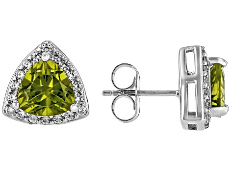 Green Peridot Rhodium Over Sterling Silver Ring 3.61ctw