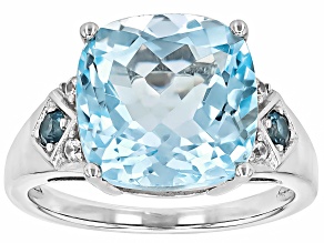 Blue Glacier Topaz™ Rhodium Over Sterling Silver Ring 7.85ctw